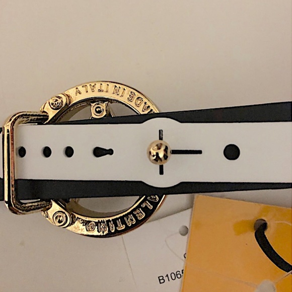 Valentino By Mario Valentino Croc Embossed V-Logo Gold Black Leather Belt main image 9